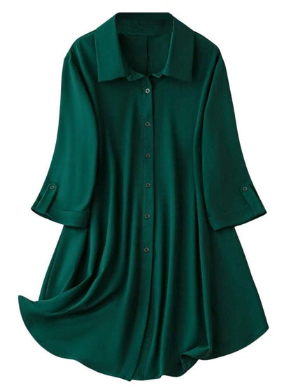 Om Sai Latest Creation Western Dress || Rayon Solid Button Front Shirt Dress For Women || Roll Tab Sleeve & Collared Neck Flared