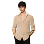 Campus Sutra Mens Sand Beige Solid Velvet Shirt for Casual Wear | Spread Collar | Long Sleeve | Button Closure | Shirt Crafted
