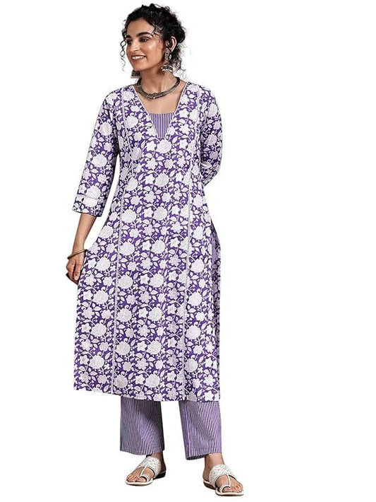 Libas WomenS Pure Cotton Printed Kurta Set (278970R Purple