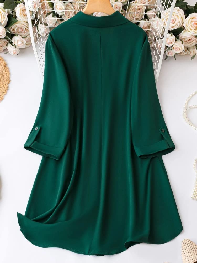 Om Sai Latest Creation Western Dress || Rayon Solid Button Front Shirt Dress For Women || Roll Tab Sleeve & Collared Neck Flared