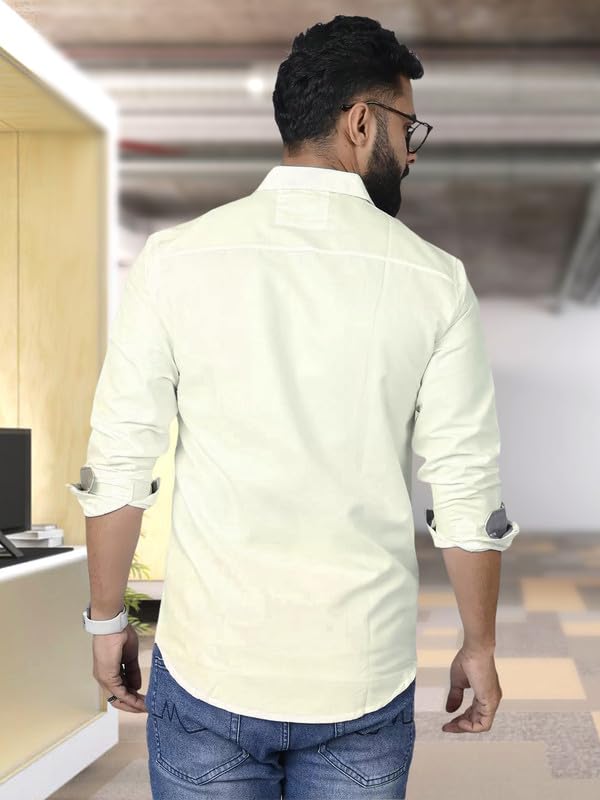 Tee Projekt Shirt for Men Cotton Spread Collar Button Down Long Sleeve Shirt Home, Regular, Home (Pack of 1)