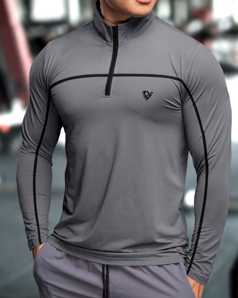 Noble Monk MenS Active Wear Regular Fit T Shirt |Full Sleeves |Casual T-Shirt For Men Grey