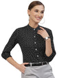 Style Quotient Women Black and White Polka Dot Printed Polyester Formal Shirt