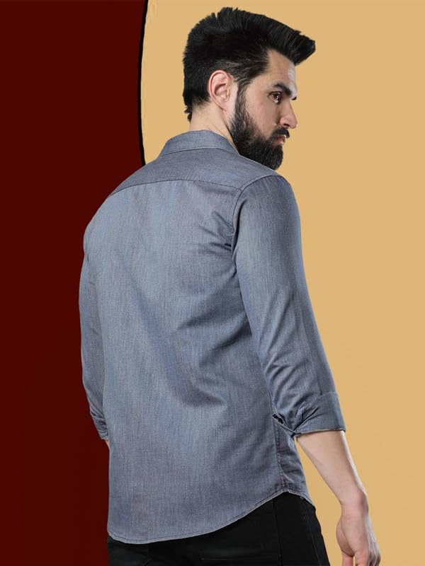 Pinkmint Combo of Men Casual Cotton Blend Full Sleeves Formal Regular Slim Fit Plain Office Shirts Grey-White