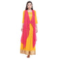 Aurelia Womens Round Neck Embroidered Top and Skirt Set with Gilet (Mango_Medium)