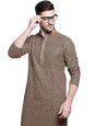Jompers Mens Sequin Embroidered Pure Cotton Kurtas (Brown, Xxl)