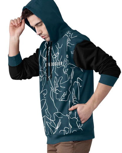 Noble Monk MenS Printed Cotton Blend Hooded Neck Sweatshirt | Full Sleeves | Casual Hoodie For Men