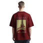 Nobero MenS Graphic Print Oversized Fit T-Shirt (1M-Twrt-C0838-Pal_Wine Red