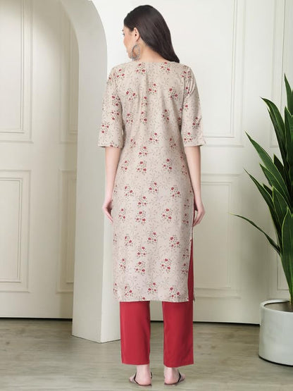 Pinkmint WomenS Crepe Printed Kurta Pant Straight Kurta Set For Women(Pack Of 3)