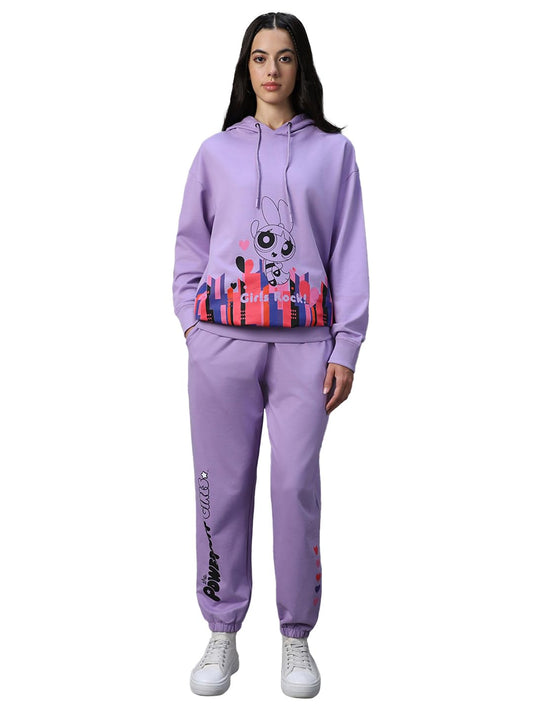 Bewakoof Official Cartoon Network Merchandise WomenS Graphic Printed Regular Fit Terry Co-Ordinates_ 619998 Purple Xl