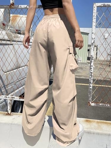 Greciilooks Cotton Solid Side Pockets Parachute Cargo Pant For Women