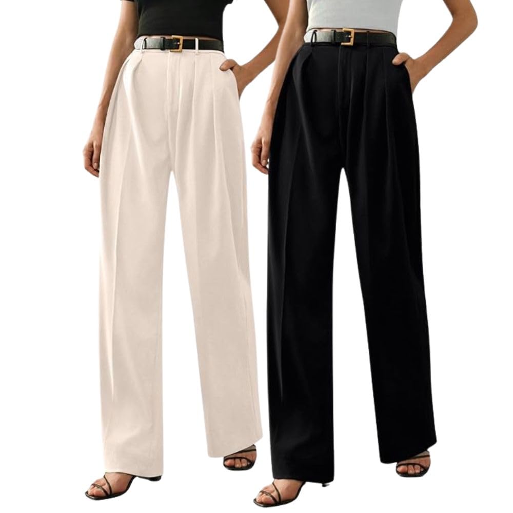 Greciilooks High Waist Cotton Trousers For Women  Flared Parachute Pants With Side Pockets | Casual Travel Cargo Pants