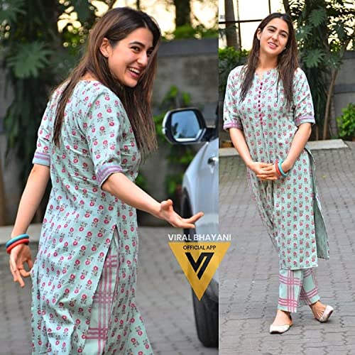 ANNI DESIGNER Women's Cotton Straight Kurta with Checkered Trouser (DISINI Multi STY)