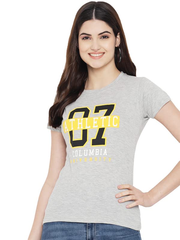 Preneum Womens Cotton Regular Fit Latest Graphic Stylish Printed Short Sleeves Casual T-Shirt || Trendy & Styling (Pack 3), Gre