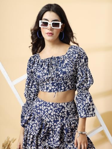 OOMPH! Full Sleeve Crop Top, Blue, mt820
