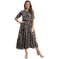 Preneum WomenS Georgette Floral Printed 3/4 Slevees A-Line Fit & Flare Gown With Beltindo-Western Ethnic Gown || A-Line Maxi Dr