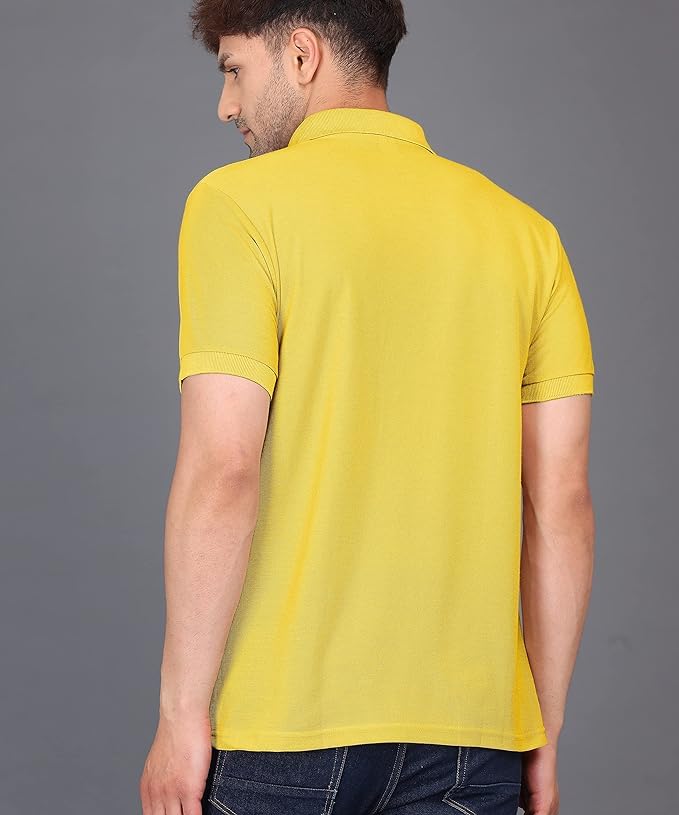 Baghadbillo MenS Regular Fit Solid Polo Half Sleeve T-Shirt Yellow