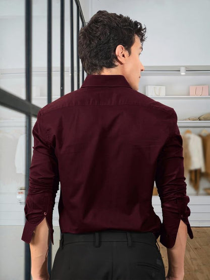Tee Projekt MenS Shirt Solid Cotton Long Sleeve Button Down Home, Office, Regular Wear