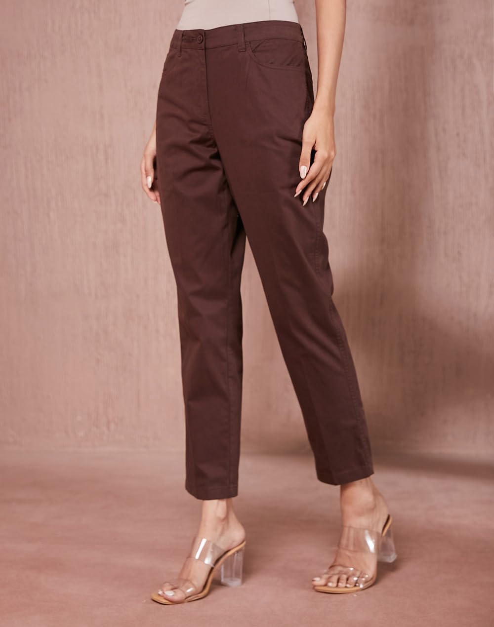 Fabindia Brown Cotton Full Length Slim Chino Pant
