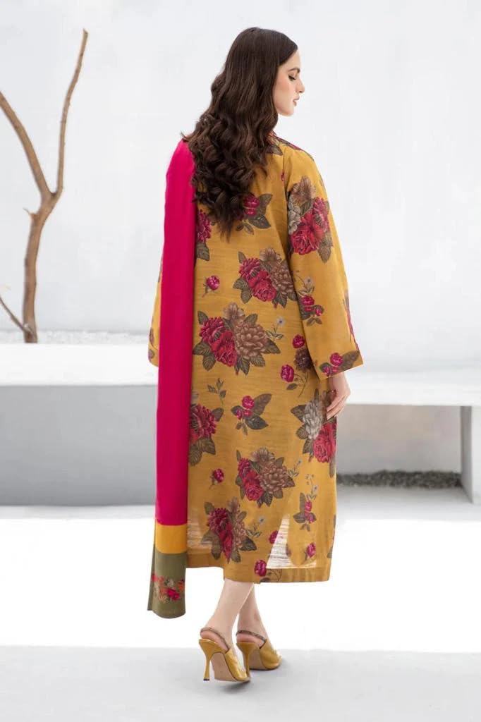 GoSriKi Women's Rayon Viscose Straight Kurta with Pants & Dupatta, Small, Yellow, Model Alim Yellow-GS