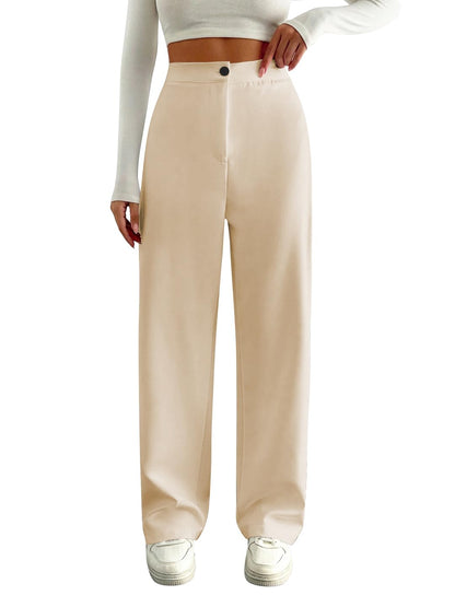Toochki High Waist Trousers for Women  Korean Style Formal Pants | Elegant Workwear for Office, College & Events Beige