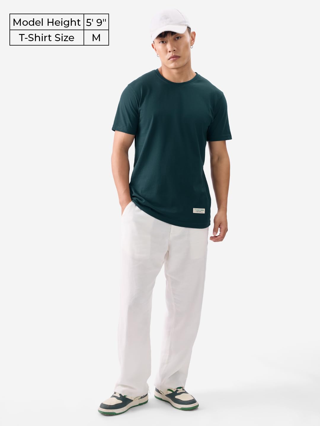 The Souled Store Solids: Emerald Green Men and Boys Short Sleeves Round Neck Regular Fit Cotton T-Shirts