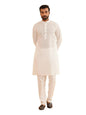 SOJANYA (Since 1958 Men's Ethnic Motifs Embroidered Thread Work Pure Cotton Cream Straight Kurta With Churidar