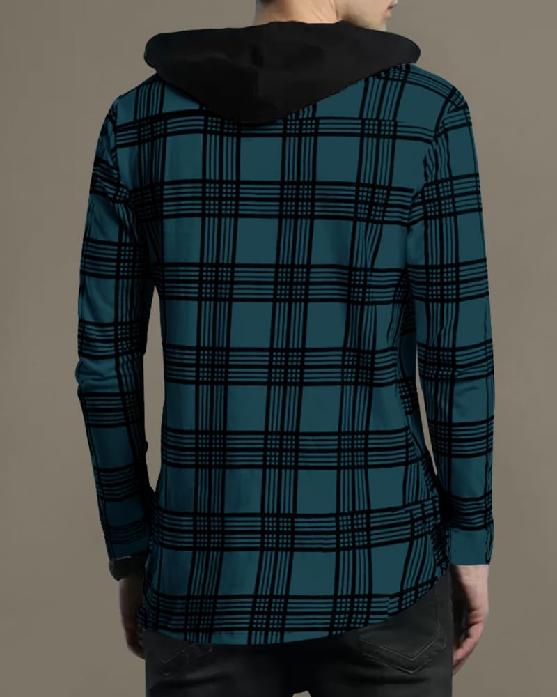 Noble Monk MenS Checkered Long Sleeve Shirts |Button Down Shirts With Hoodie