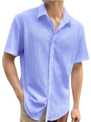 Pinkmint Popcorn Shirt for Men Soild Slim Fit Sleeve Spread Collar Trendy Men Shirt Summer Wear Goa Wear Pink