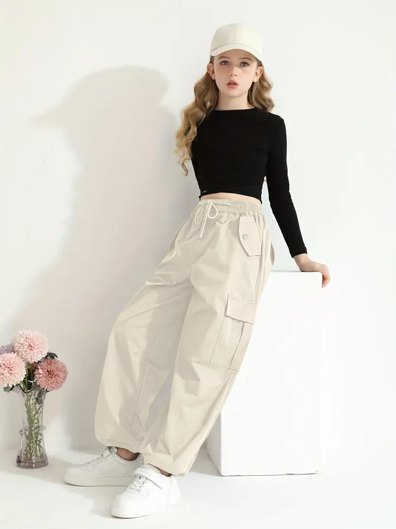 TAGAS Regular Cargo Pant ||Relaxed Trouser Joggers for Girls || (GC-45_Cream