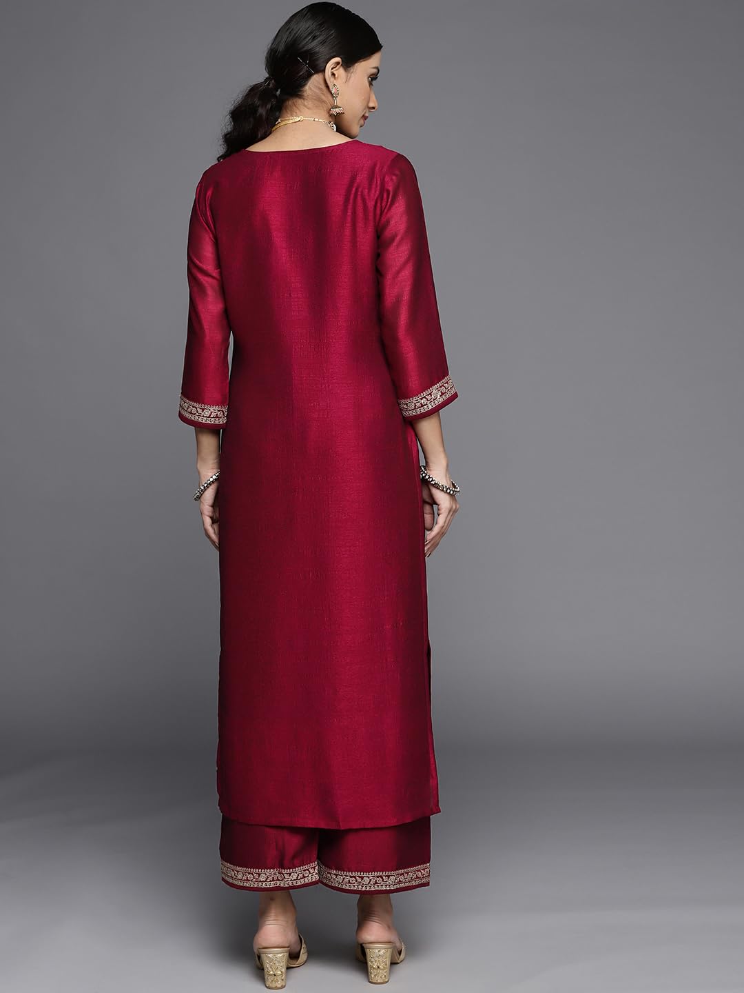 Libas Womens Yoke Design Silk Straight Kurta for Women