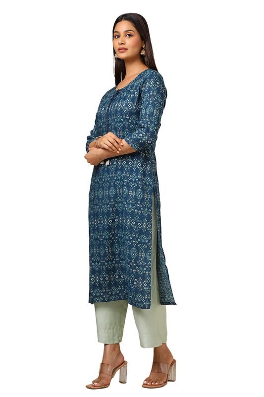 Soch Womens Blue Rayon Ethnic Motifs Kurta