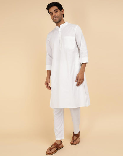 Fabindia MenS Cotton Woven Relaxed Kurta Set (1039311White_White