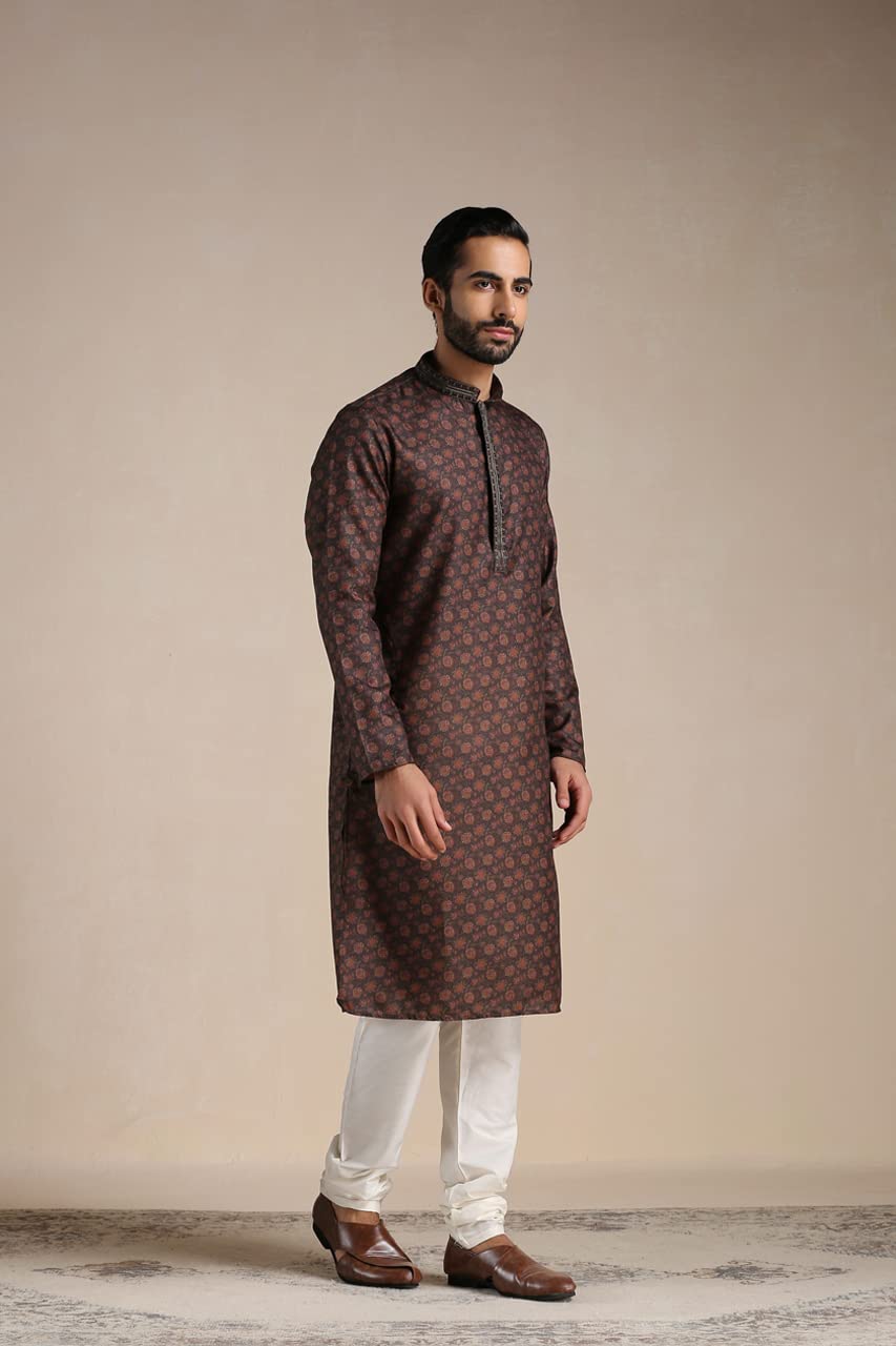 Manyavar Kurta Set For Men, Full Sleeves Mandarin Collar Ethnic MenS Kurta Set For Engagement, Wedding, Party Blended Viscose P