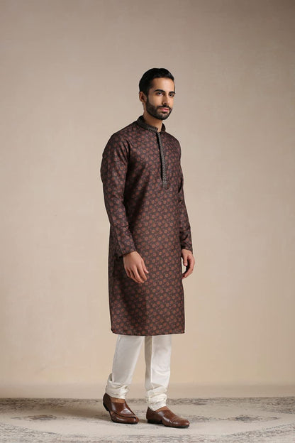 Manyavar Kurta Set For Men, Full Sleeves Mandarin Collar Ethnic MenS Kurta Set For Engagement, Wedding, Party Blended Viscose P