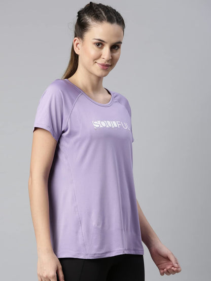 Enamor Athleisure Womens Polyester Relaxed Fit Long Length Raglan Sleeves Scoop Neck Quick Dry 4 Way Stretch Antimicrobial Grap