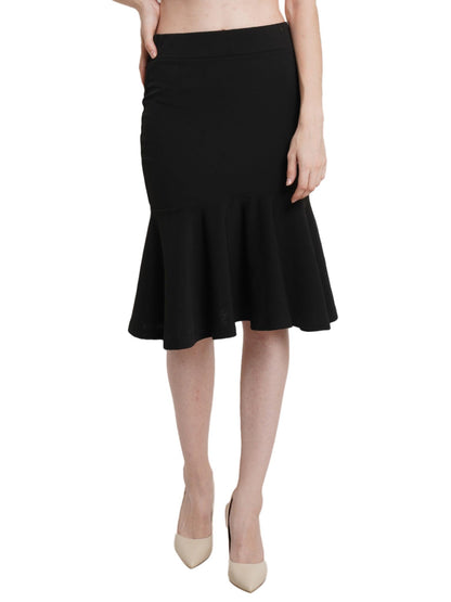 POPWINGS Casual Solid Black Peplum Skirt for Women | Women Skirt | Women Stylish Skirt | Skirts for Women