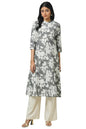 Soch Womens Grey Muslin Floral Print Kurta