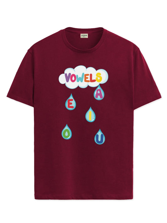 ADRO T Shirts for Boys & Girls || Vowels Learning Printed T-Shirt || Ages 3-14 || 100% Cotton Round Neck Tshirt for Boys & Girls