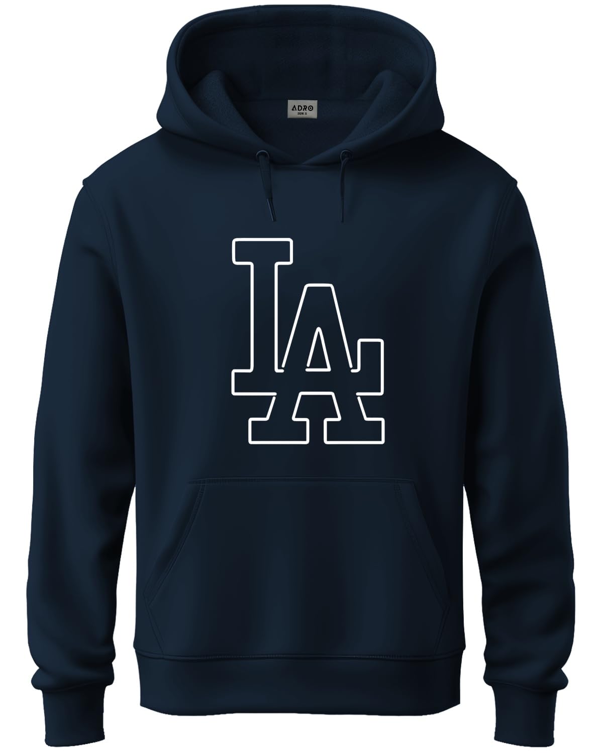 ADRO Men's Cotton Neck Hooded Sweatshirt (H24-LA-NB_Navy Blue