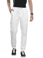 The Indian Garage Co Men Slim Fit Solid Mid-Rise Cuffed Cargos White