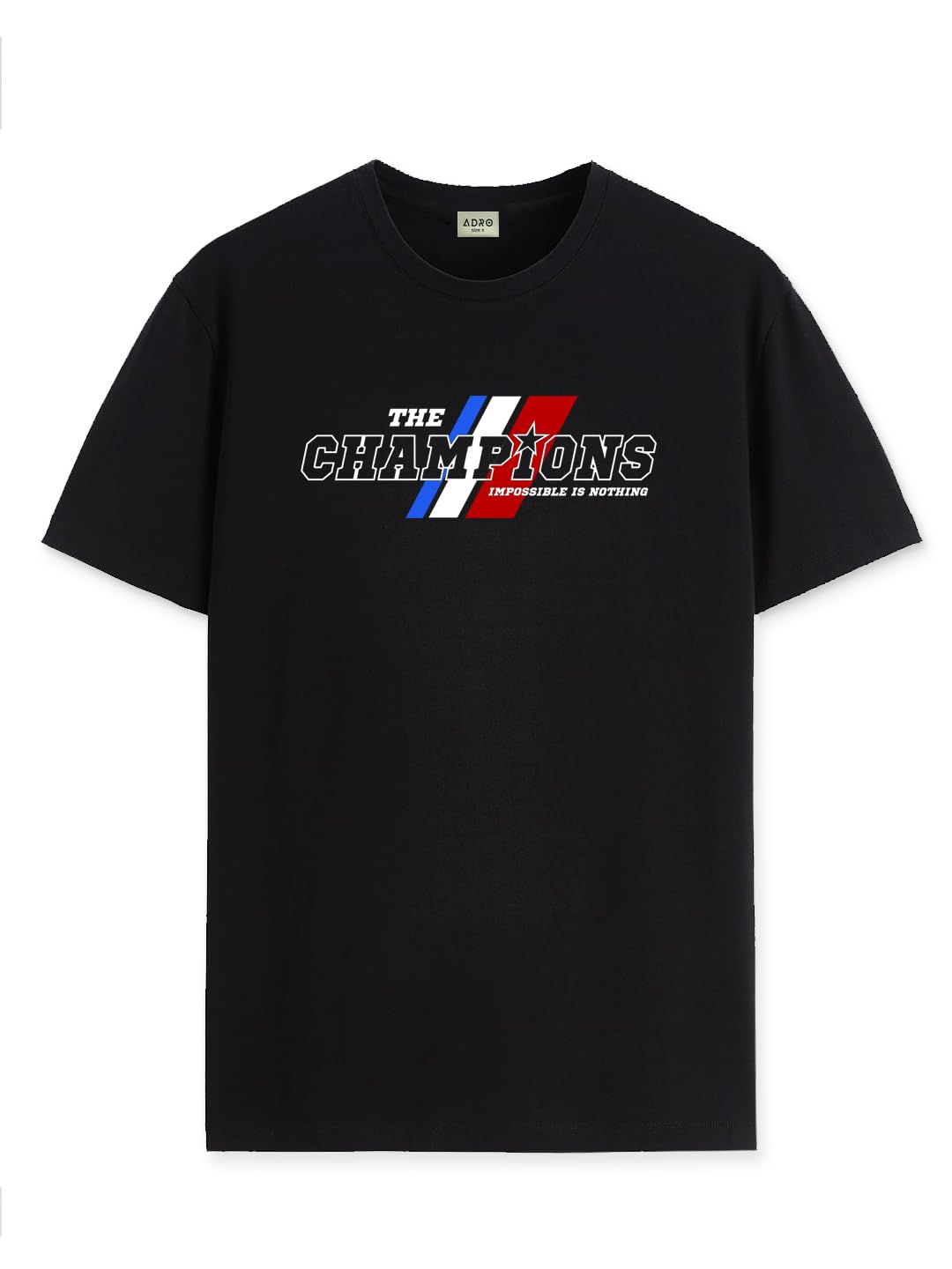 ADRO Men's Graphic Printed 100% Cotton T-Shirt - Regular Fit, Printed T-Shirts for Men (RN24-CMP-BL_Black)