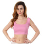 Fabme WomenS Sleeveless Square Neck Rib Crop Top - Pink