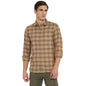 Turtle Men Cotton Melange Khaki Checkered Slim Fit Shirts