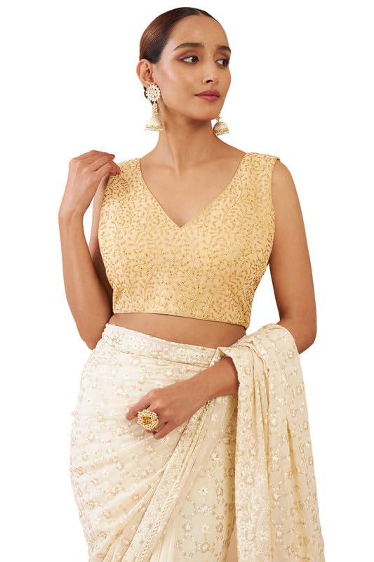 Soch Gold Art Silk Blouse With Embroidery And Sequins