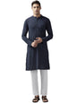 See Designs Blue & White Cotton Regular Fit Kurta Set Madern Collar Stright Hem Side Full Sleeve Straght Kurta With Pyjama_Sdkt1