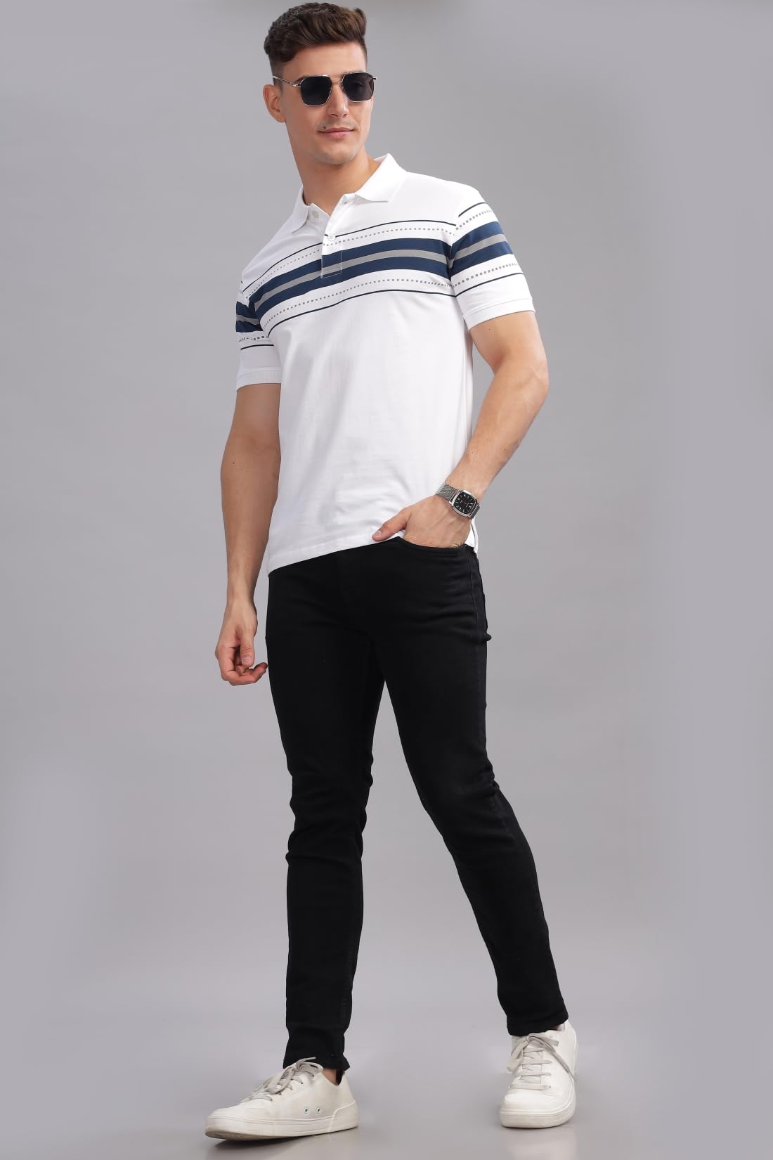 ADRO Regular Fit Polo T-Shirt for Men| Printed Polo T-Shirt | Cotton Polo T Shirt Also in Plus Size|Pnop24-L1-Whnbgr