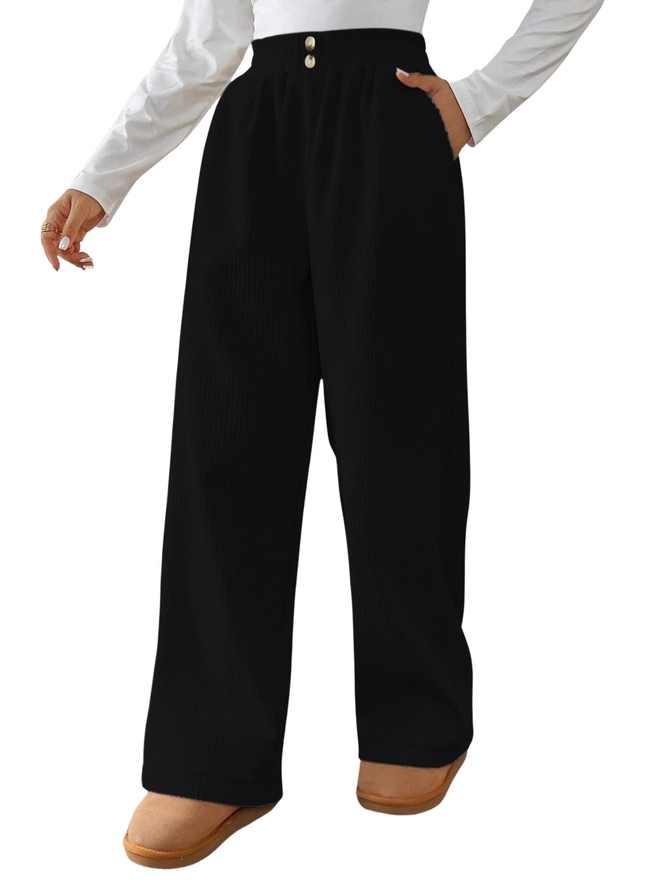 SMOWKLY Authentics Womens Trendy Casual Cotton Blends Stretchable Baggy Loose Trouser with Pockets || High Rise Elastic Waist G