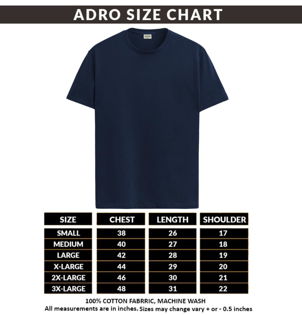 ADRO Mens Printed T Shirt - Premium Cotton Graphic Printed Tshirt - Navy Blue T-Shirt - RN24-RUTH-NB