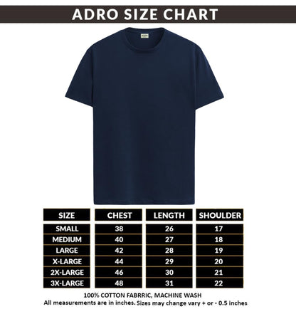 ADRO Mens Printed T Shirt - Premium Cotton Graphic Printed Tshirt - Navy Blue T-Shirt - RN24-BOST-NB